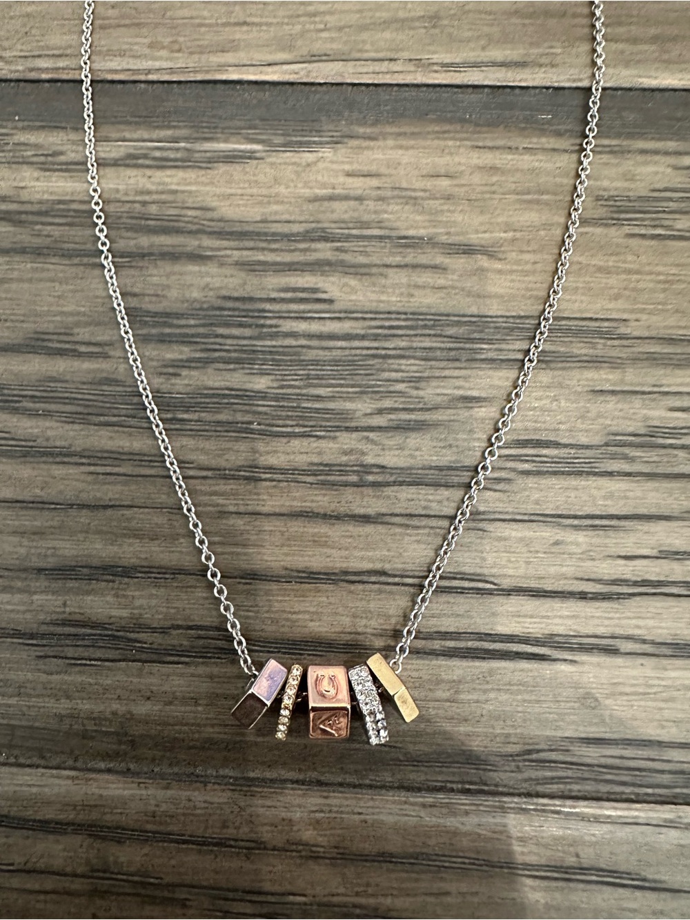 Authentic COACH Silver-Tone Multi-Cube Charm Necklace - Good Condition